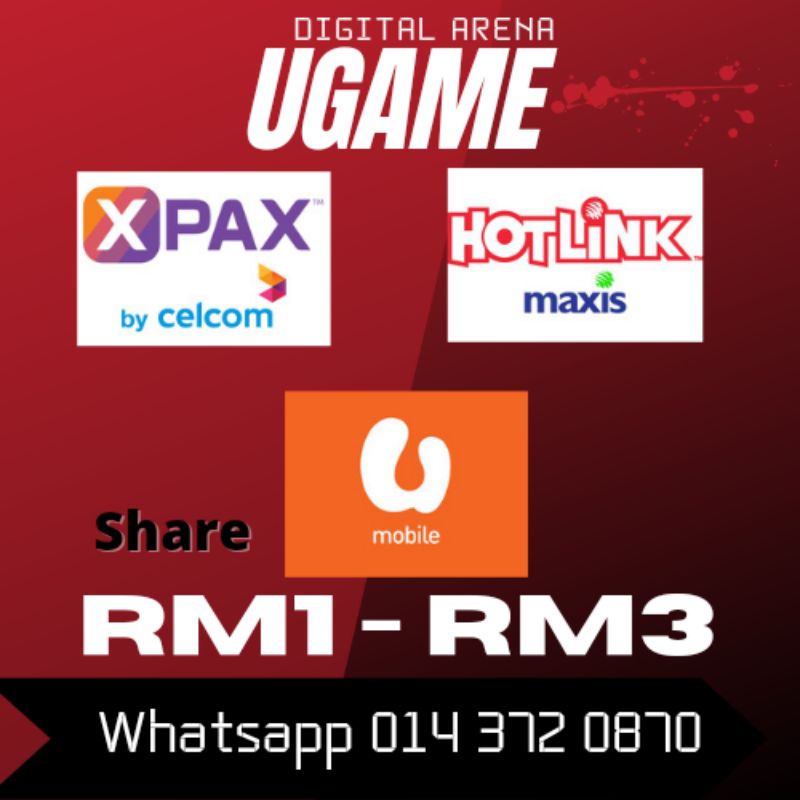 Maxis/hotlink uMobile instant topup RM1RM3 Shopee Malaysia