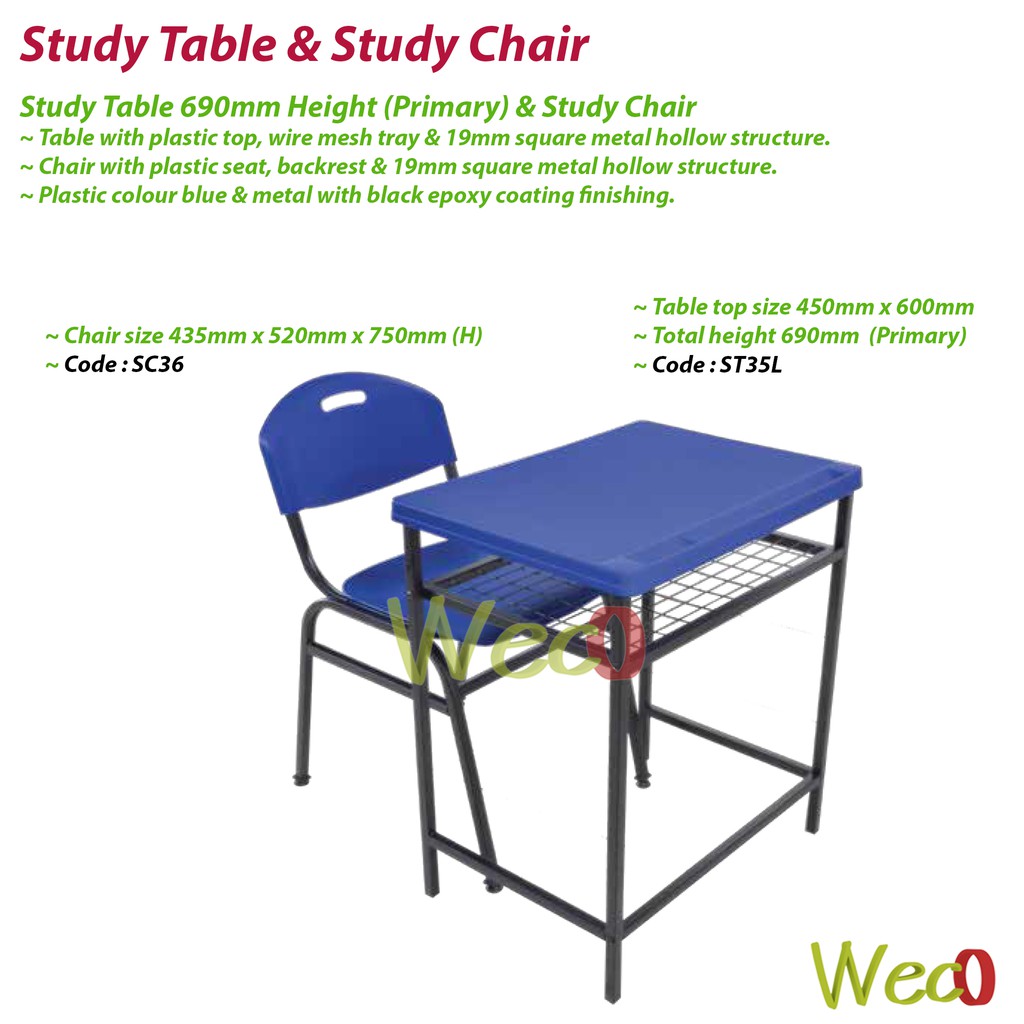 School Tuition Study Desk Table & Chair Primary Set /Meja Sekolah