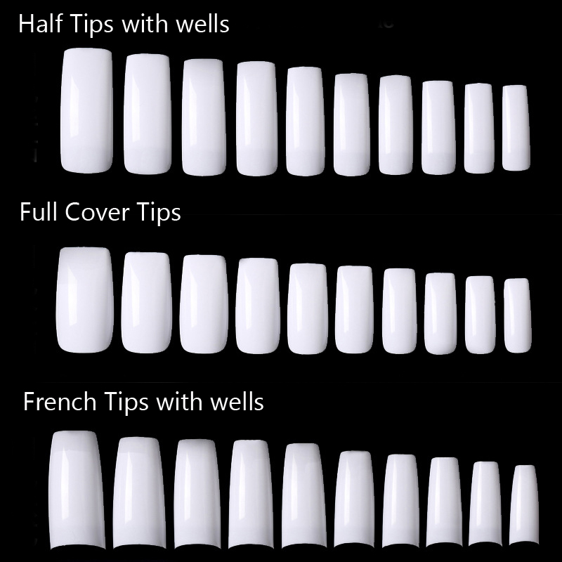 500pcs White Color French False Nails Full Cover Half Fake Nails Uv Gel Nails Art Tips Flat Shape Manicure Tools Shopee Malaysia