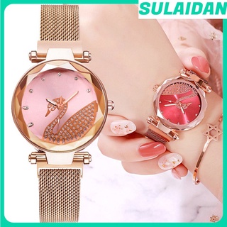 Fashion Swan Starry Women's Watch Star Diamonds Stainless Steel Quartz Watches Magnet Milan Jam Tangan Perempuan