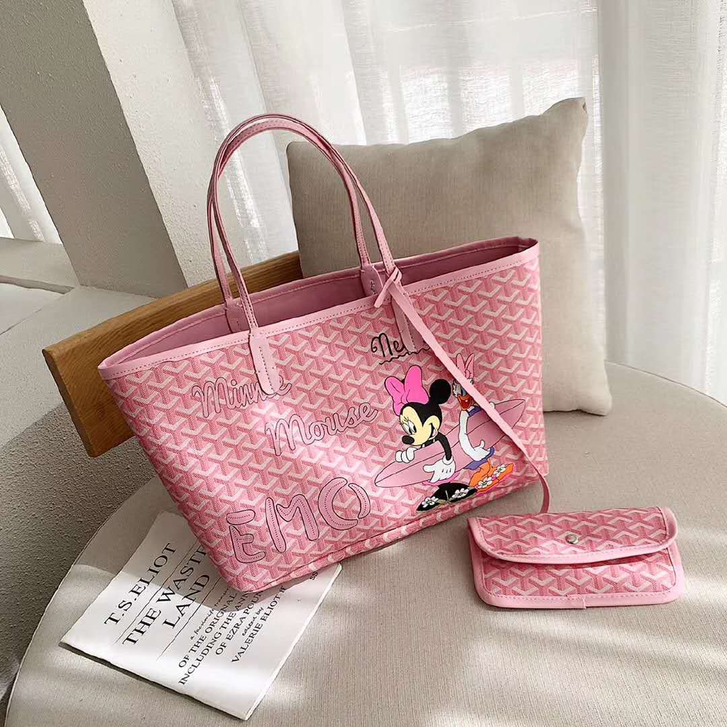 Ready Stock Korea Emo Doodle Dog Tooth Bag Mickey Bag Handbag Set Fashion One Shoulder Vegetable Basket Tote Bag Large Capacity Bag 617 Shopee Malaysia