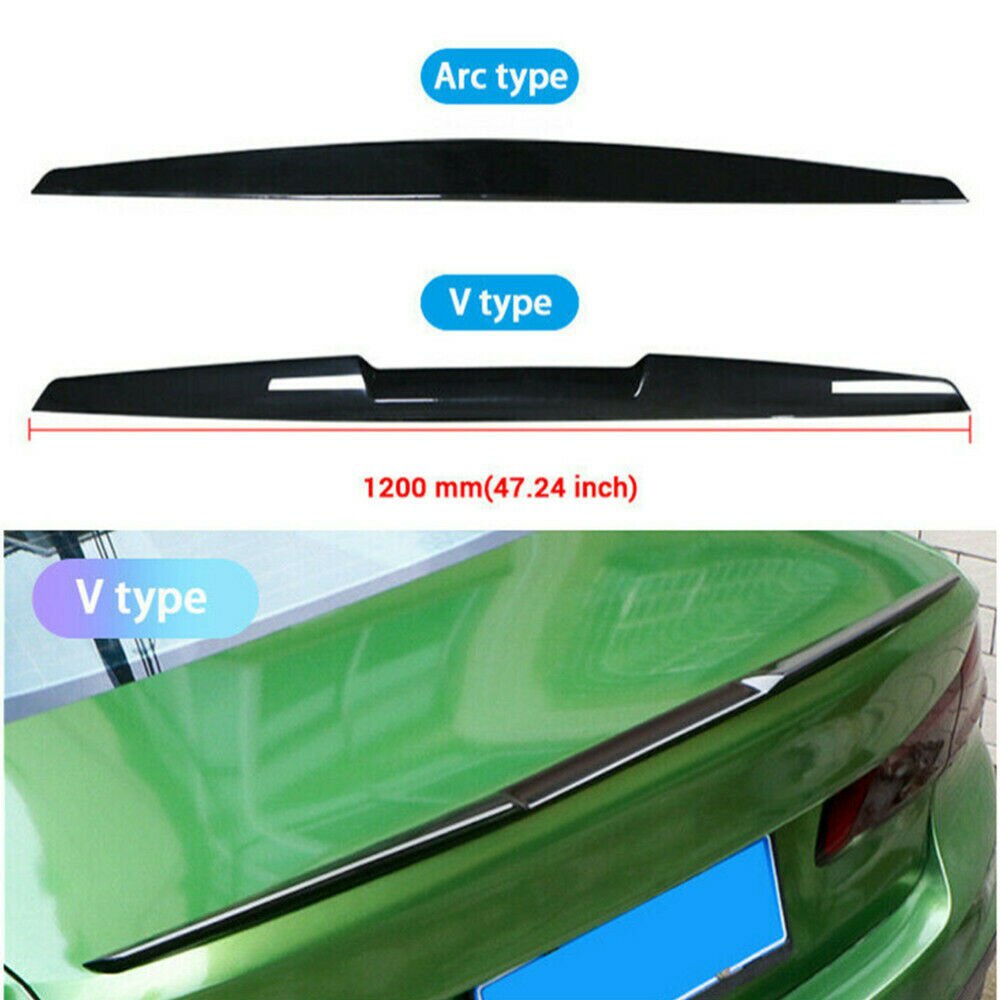 Car Rear Wing Lip Spoiler Black Tail Trunk Roof Trim Sticker Decor Universal 47”