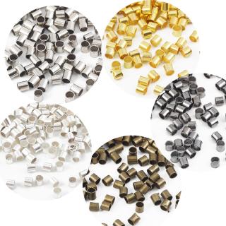 500pcs 1.5-2.0mm Gold Silver Copper Tube Crimp End Beads Stopper Spacer Beads For Jewelry Making Findings Supplies Necklace