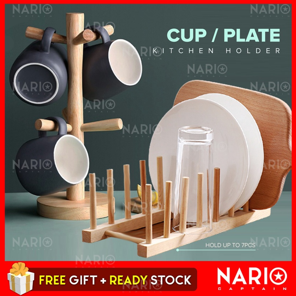 NARIO [ CLEAR STOCK ] Rak Cawan Piring Alat Dapur Kitchen Plate Drainer Holder Mug Shelves Stand Kitchen Cup 杯架