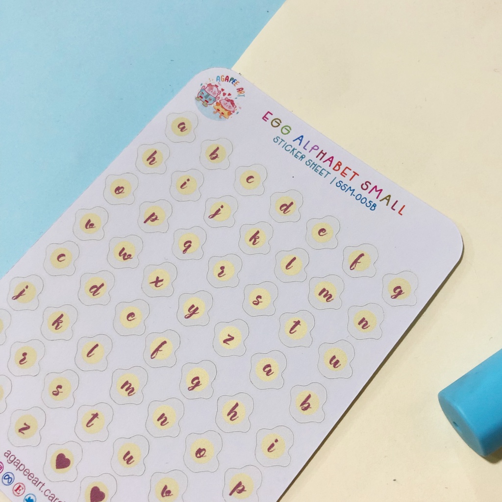 EGG ALPHABET SMALL sticker sheet Matte Sticker Sheet, Mini Sticker