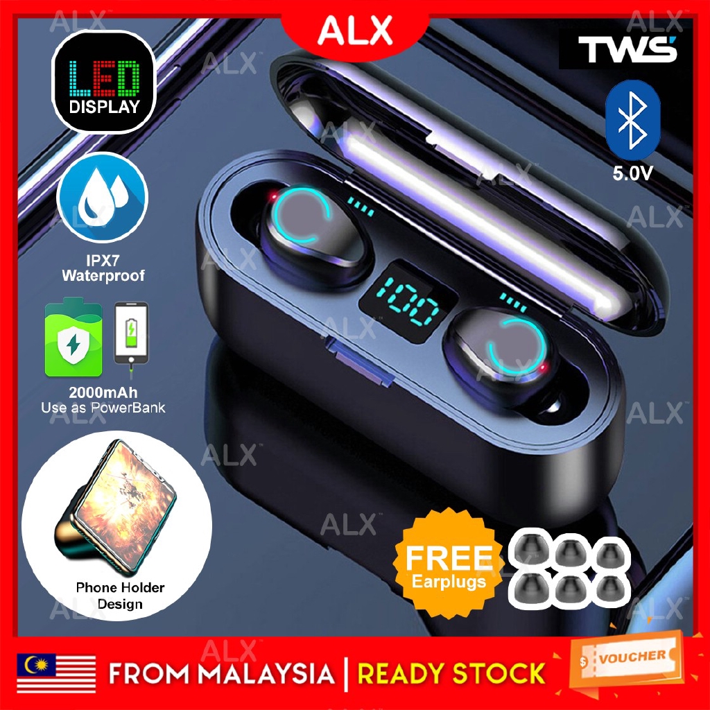 ALX (CLEAR STOCK) Mini Sports Wireless Earbuds Earphones Amoi TWS F9