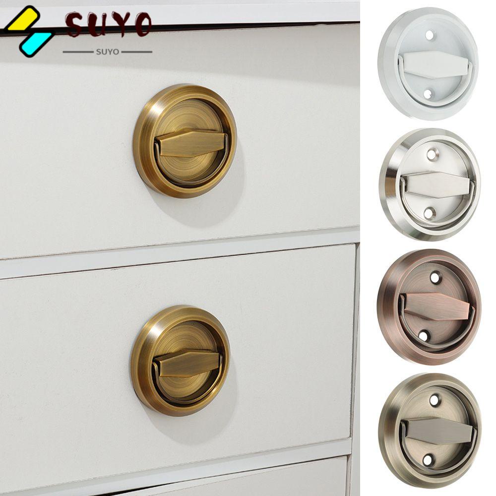 SUYOU Home Hardware Hidden Door Handle Lock Stainless Steel Cabinet Drawer Furniture Knob Fire Proof Round Ring Invisible Recessed Wardrobe Pulls