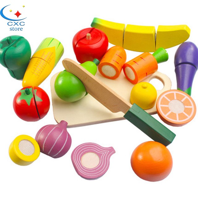 wooden fruit cutting toy