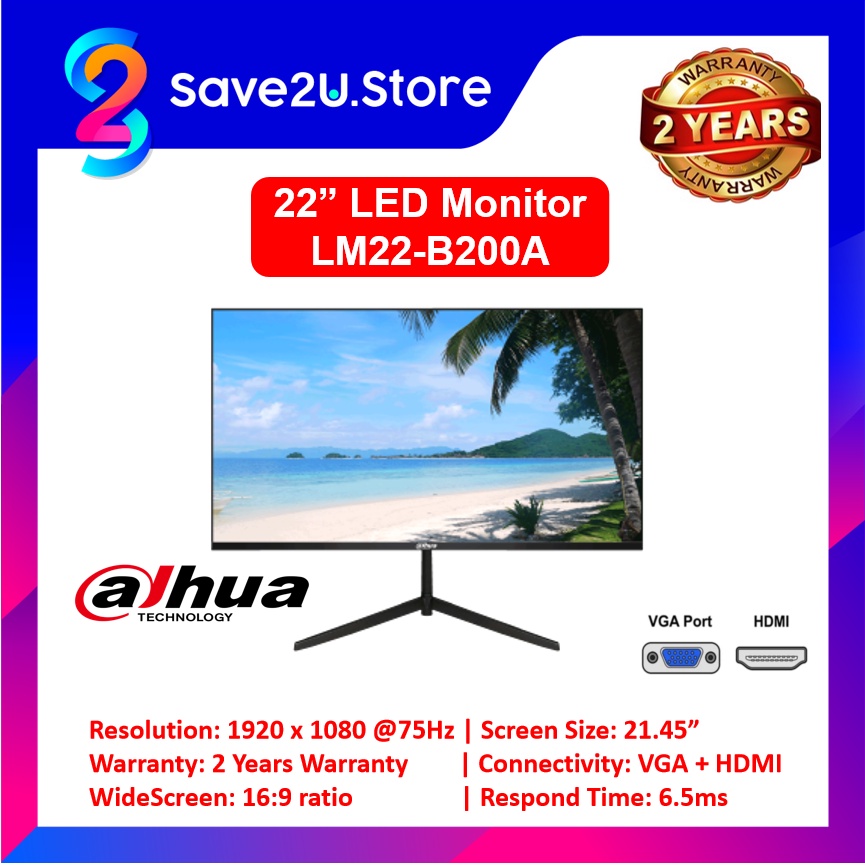 【Ready Stock】DAHUA 22" FULL HD LED MONITOR LM22-B200A