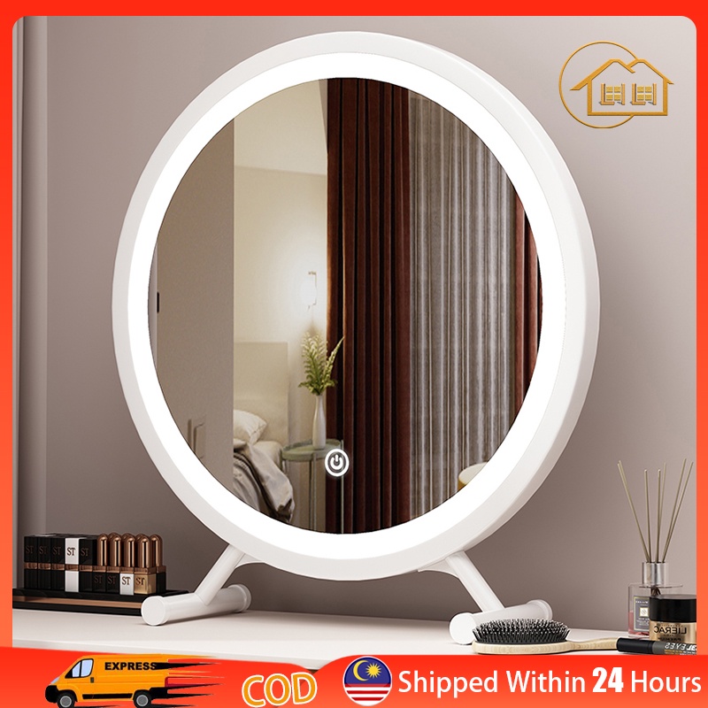 LI|LED Makeup Mirror desktop vanity mirror Countertop Cosmetic Mirror Cermin Muka Fill Light Face Mirror Dressing Table