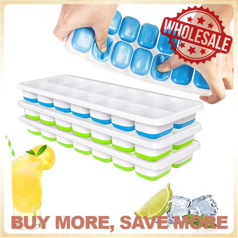 [Ready Stock] 14 Holes Food Grade Silicon Ice Cube Tray Ices Jelly Maker Make For Ice Cube硅胶冰块冰格 Silikon Dulang Ais Batu