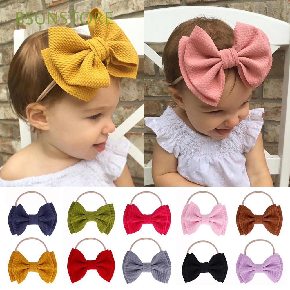 Toddler Kids Hair Accessories Elastic Turban Head Wraps Big Bow