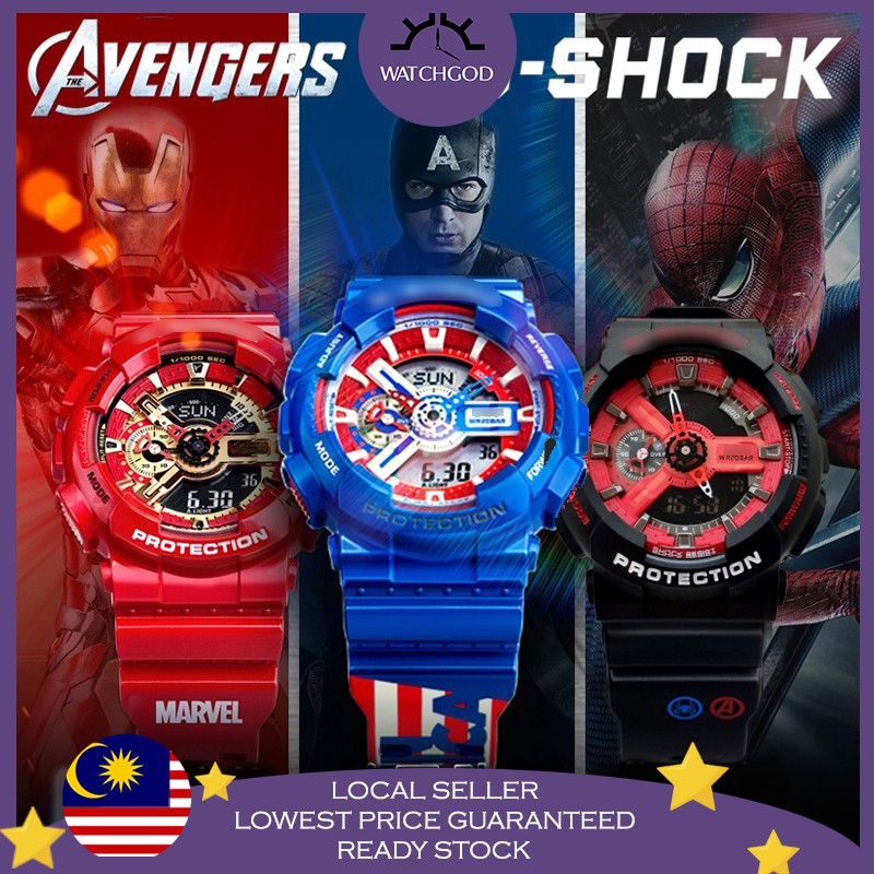 [Malaysia 3 Year Warranty] G Sports Avengers Hero GA-110 Digital Men Women Kid Watch Jam Tangan Lelaki Perempuan Kanak
