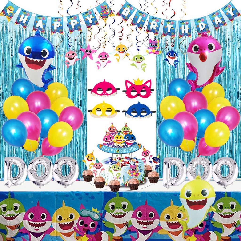 Buy 28pcs Baby Shark Baby Party Decoration Set Children S Birthday Party Background Wall Decoration Set Creative Shark Baby Baby Birthday Party Decoration Supplies Seetracker Malaysia