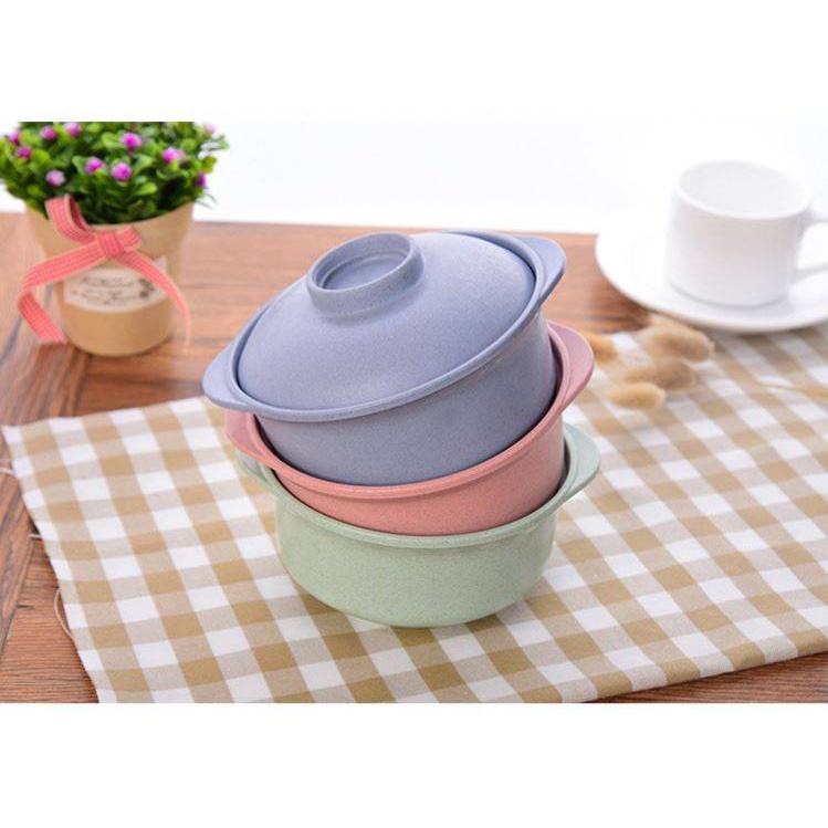 Japanese Style Noodles Bowl Wheat Straw Maggi Soup Rice Mangkuk Tableware with Cover Lid