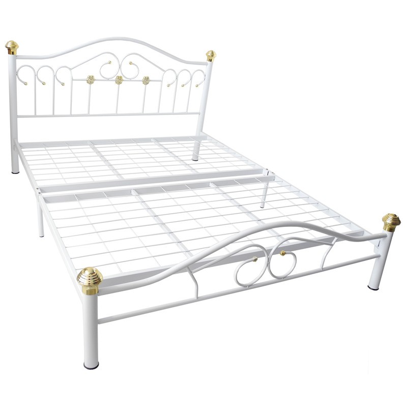 Kd223 Queen Size Metal Bed Frame Double Bed White Colour Shopee Malaysia