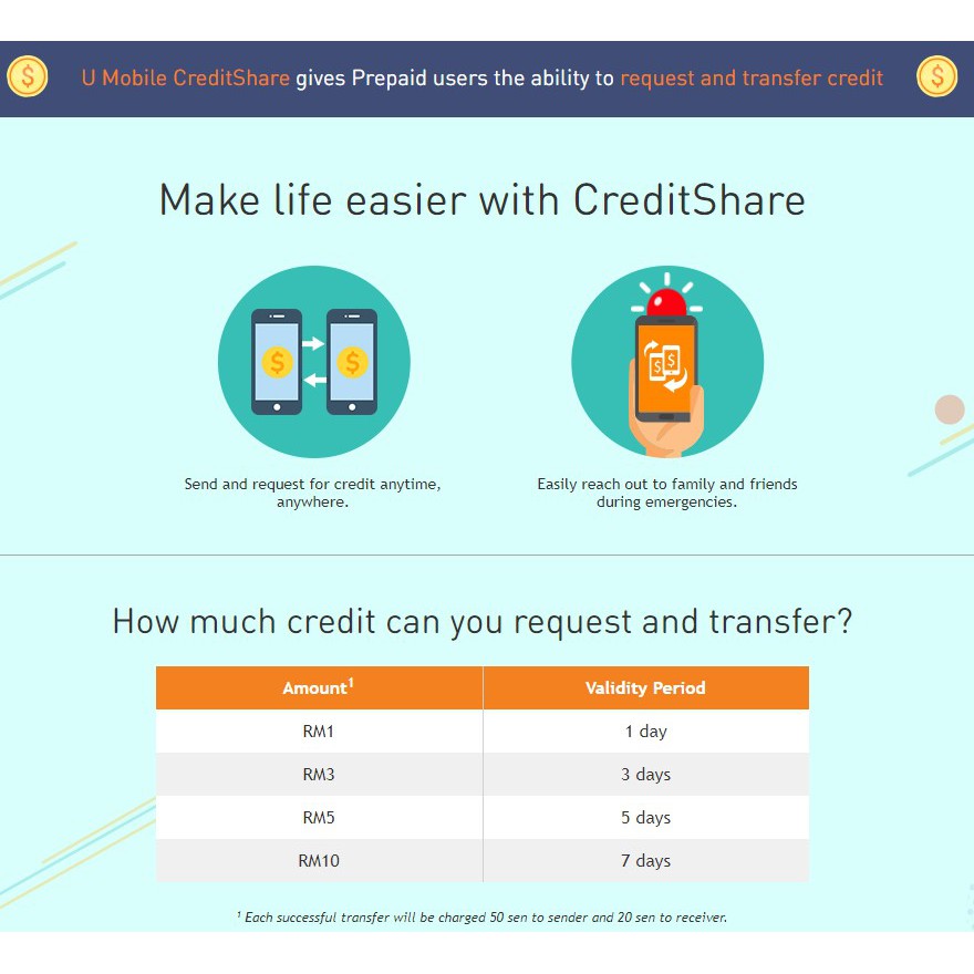 Rm 10 U Mobile Credit Share Shopee Malaysia