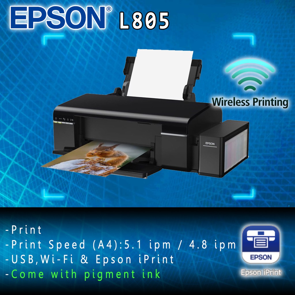 Epson L805 6 Color With Original Ink Tank Printer With Pigment Ink