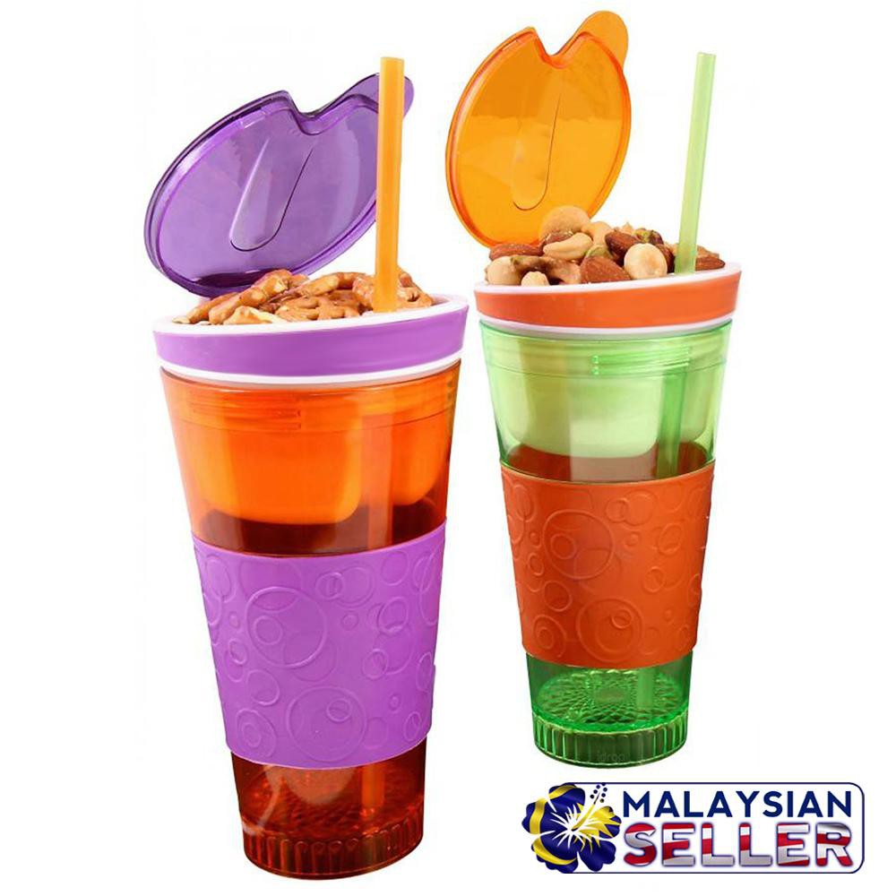 Drinking and Eating Cup 2 in 1 - Snack & Drink (Random Color) | Shopee