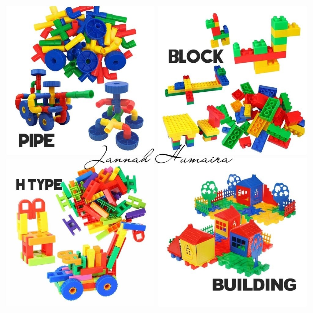EDUTOYS PERMAINAN KANAKKANAK Creative Pipeline Nut Bolt Lego Blocks Building Buttons ABC