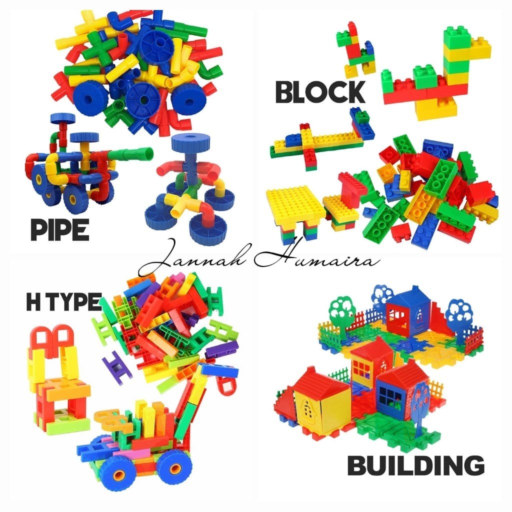 EDUTOYS PERMAINAN KANAK-KANAK Creative Pipeline Nut Bolt Lego Blocks ...