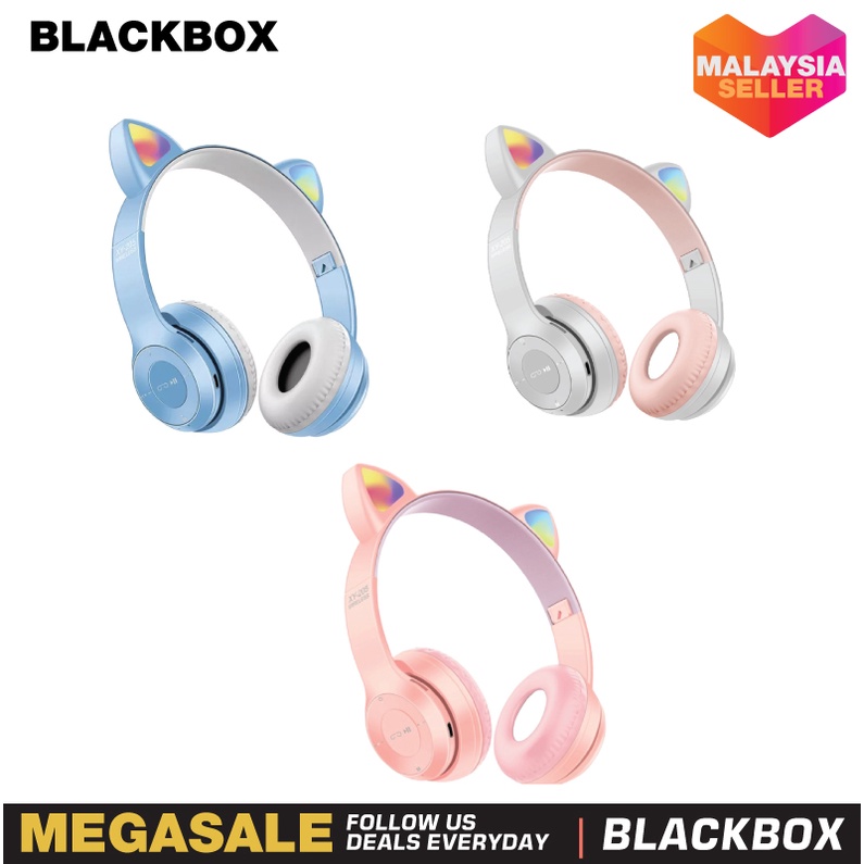 XY-205 Cute Headset Gaming Kitten Ear with Colourful Light Wireless Headphones Smart Noise Reduction