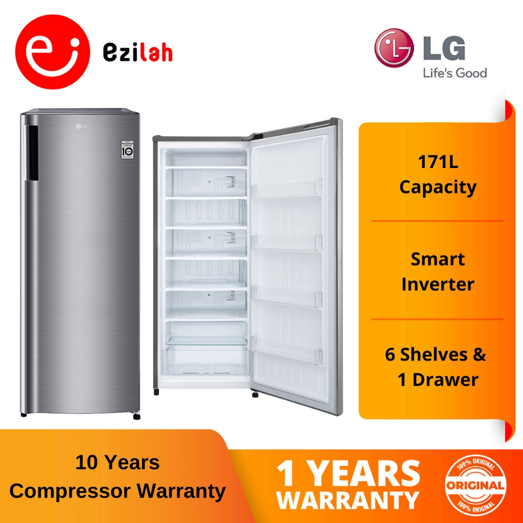 Lg Vertical Upright Freezer With Smart Inverter 171l Gn 304slbt Shopee Malaysia