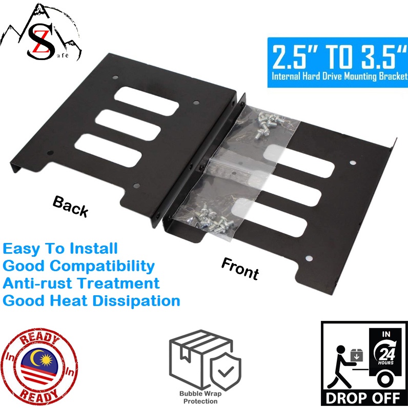 Ssd Bracket Hard Disk Bracket Size 2 5 To Size 3 5 Ssd Hdd Holder Metal Mounting Adapter Bracket For Desktop Or Server Shopee Malaysia