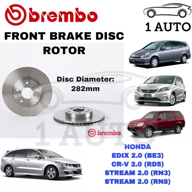 GENUINE BREMBO FRONT BRAKE DISC ROTOR HONDA CRV RD5 2.0 STREAM 1.8 RN6 2.0  RN3 RN8 EDIX BE3 2.0 | Shopee Malaysia
