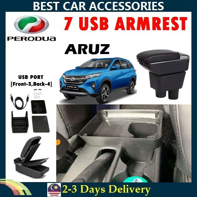 Perodua ARUZ Arm Rest with 7USB double layer Shopee Malaysia