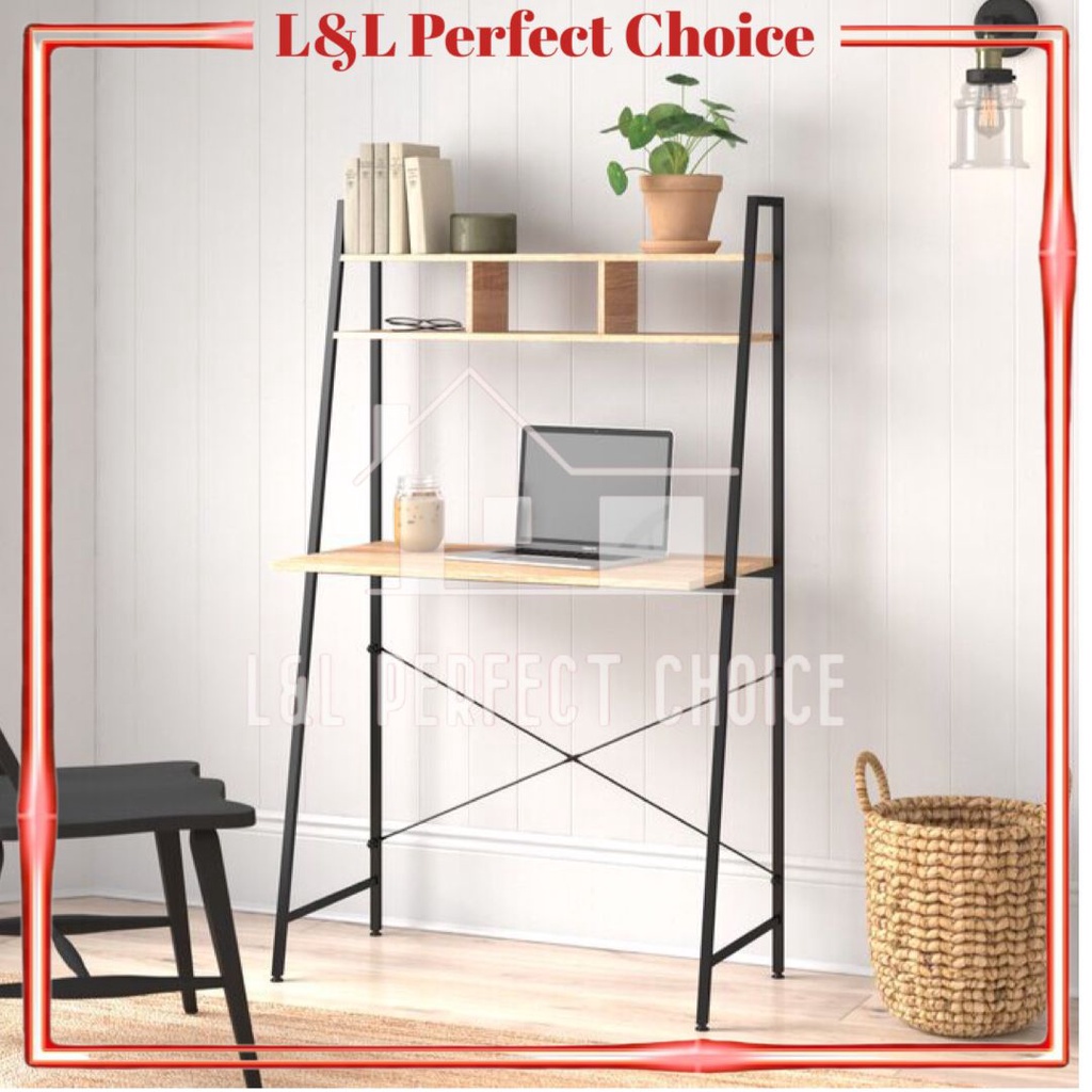 Ladder Desk Computer Table Simple Writing Study Desk Book Shelf Multipurpose School Office Home Furniture Meja Belajar