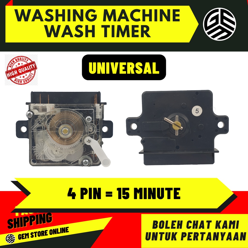 Sharp Toshiba Haier Semi Auto Washing Machine Wash Timer 4 Pin VH7200 / VH7300 / VH3600 (15 MINUTE)