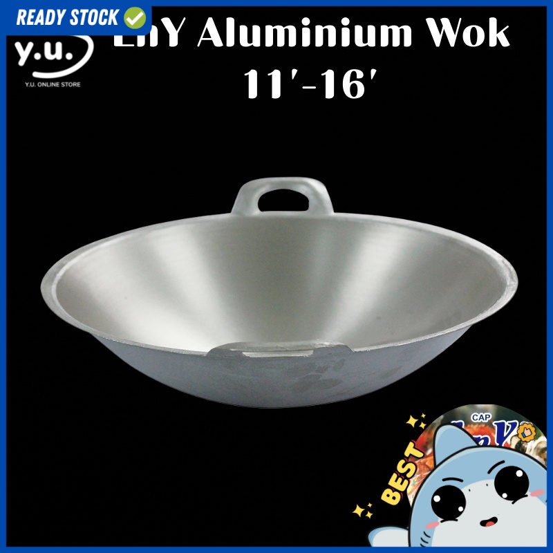 YU Online - 8' ~ 18Inch LnY Kuali Aluminium dua tangkai / Double handle Aluminum Cooking Wok / Aluminium Wok
