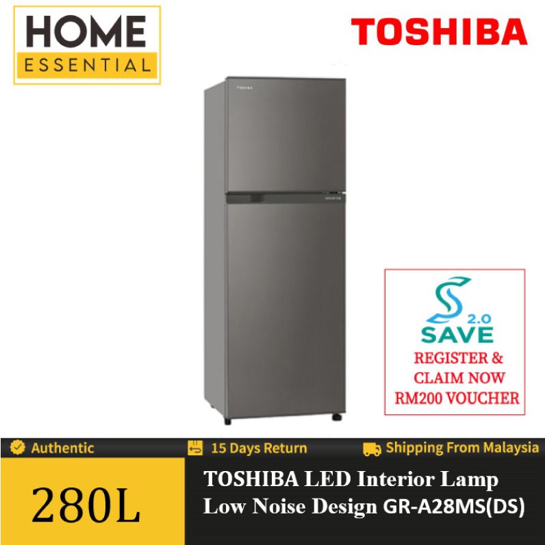TOSHIBA 252L Inverter 2 Door Refrigerator Fridge GR-A28MS(DS) Peti ...