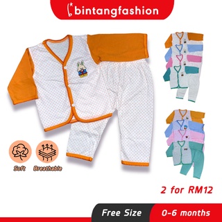 Bintang Fashion Baju Tidur Baby Newborn | Newborn Baby Long Sleeve Suit | Baby Pyjamas 0-6 monts