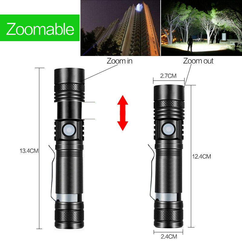 Dmyond Rechargeable Flashlight Tactical LED Torch Waterproof Zoomable for Camping Emergency Use,2 Pack Without battery