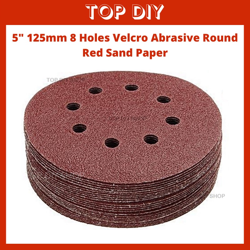 5" 125mm 8 Holes Abrasive Red Sand Paper Pad Sanding Disc Sandpaper