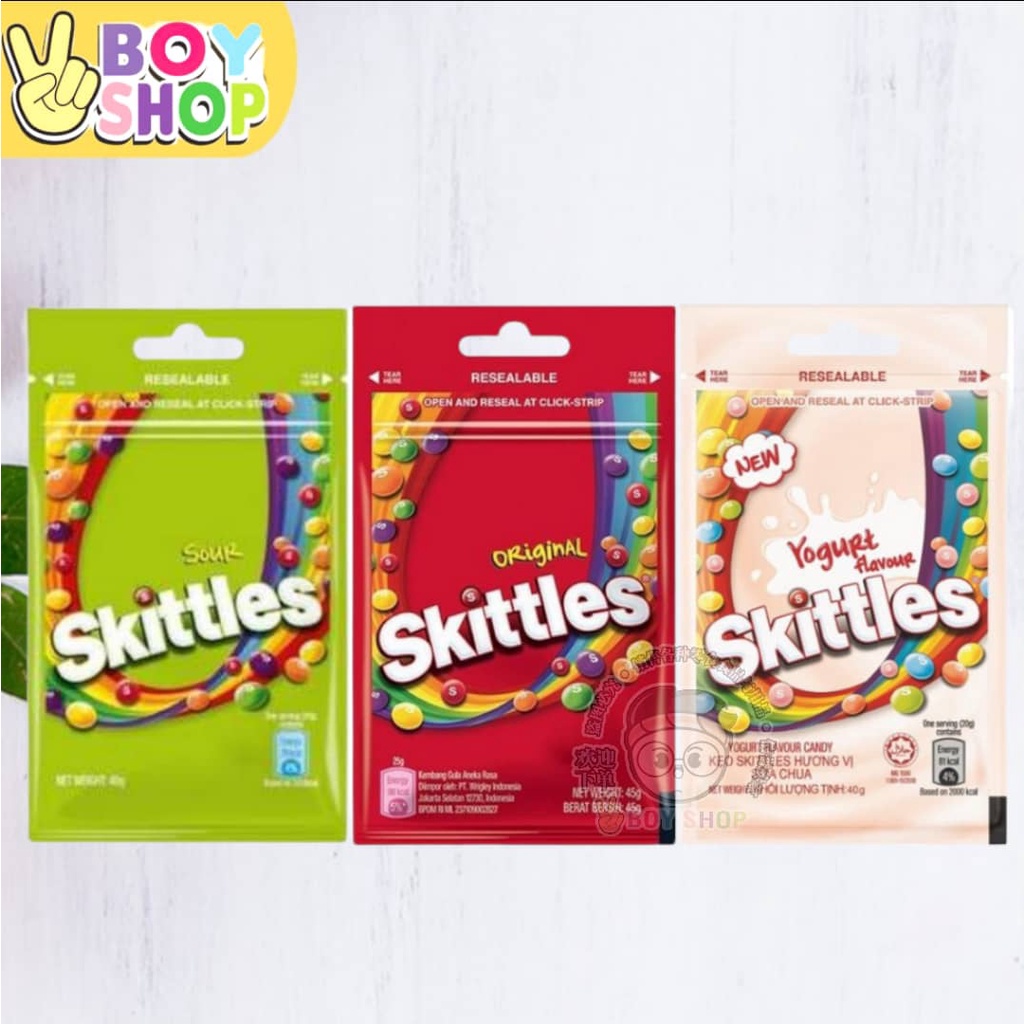 Skittles Fruit Flavour Candies Ori 45g/Sour 40g/Yogurt 40g | Shopee ...