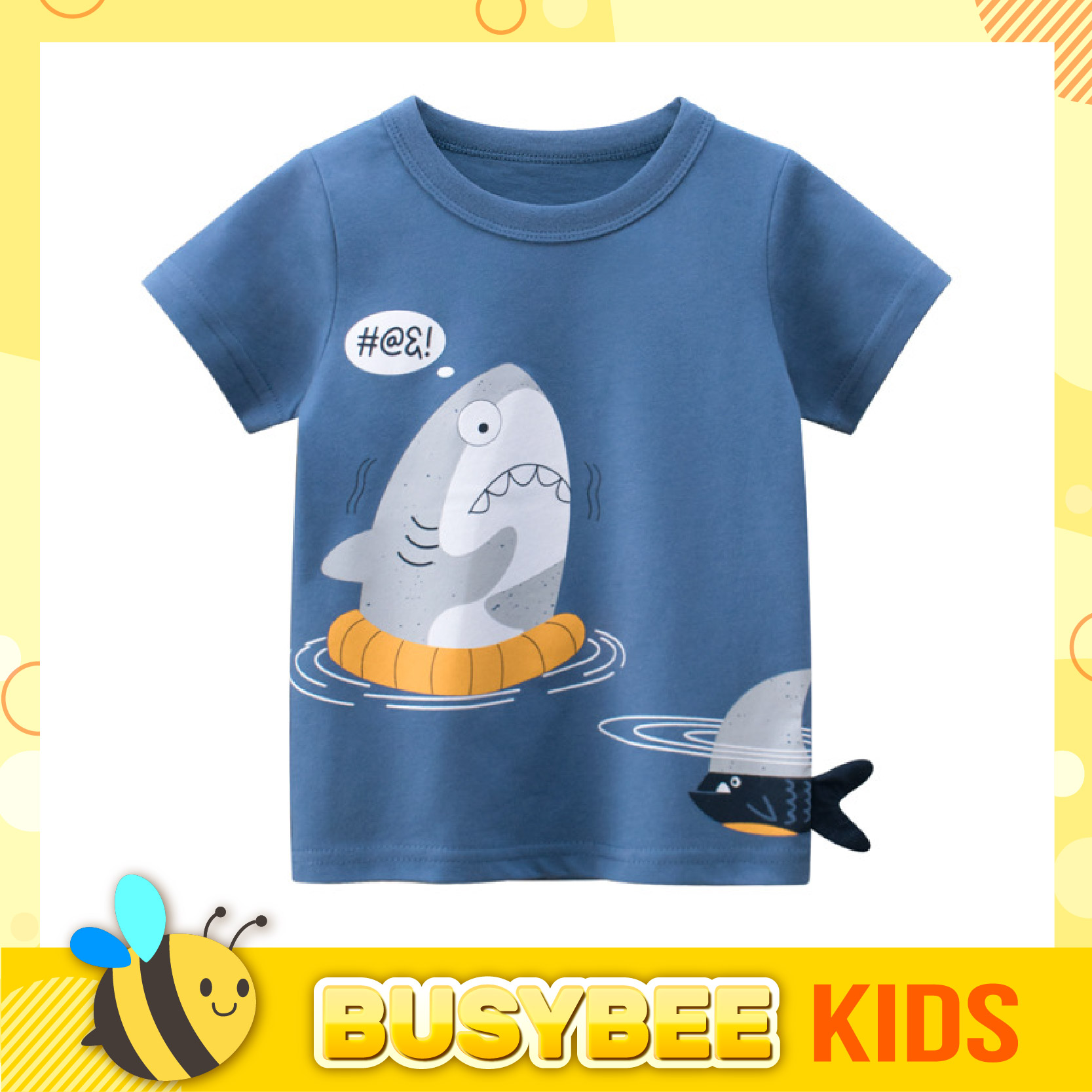 Kids T Shirt 1 10 Years Old Boy Short Sleeve Shark Printed With 3d Fish Tail Baju Kanak Kanak Lelaki Grafik Jerung