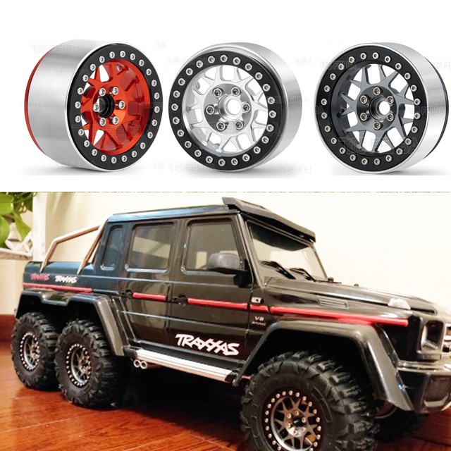 Black RCLIONS 4pcs Aluminum RC Beadlock Wheel Rim Replacement Ring for 1:10 RC Crawler Car 1.9 Wheels/Rims 