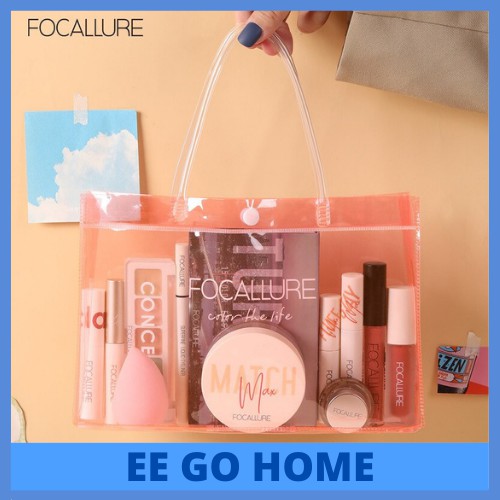 Focallure Waterproof PVC Handbag Makeup Bag Gift Bag Portable Beauty Bag Travel Pouch Cosmetic Pouch Transparent Bag