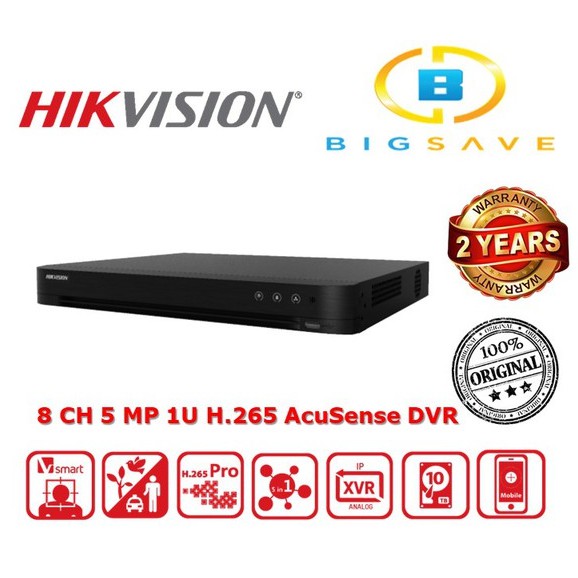 HIKVISION 8 CH / 8 CHANNEL 5MP IDS-7208HUHI-M2/S 1U H.265 ACUSENSE DVR ...