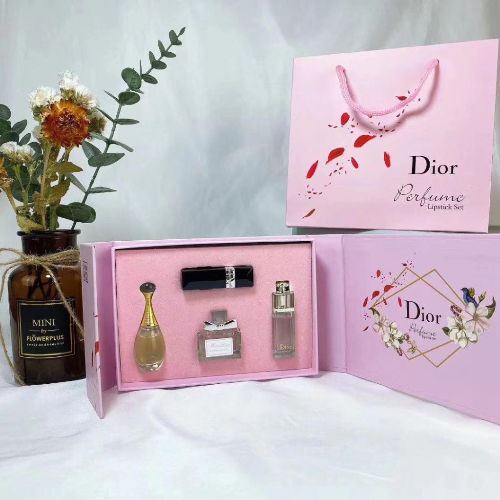 dior lipstick set pink bag
