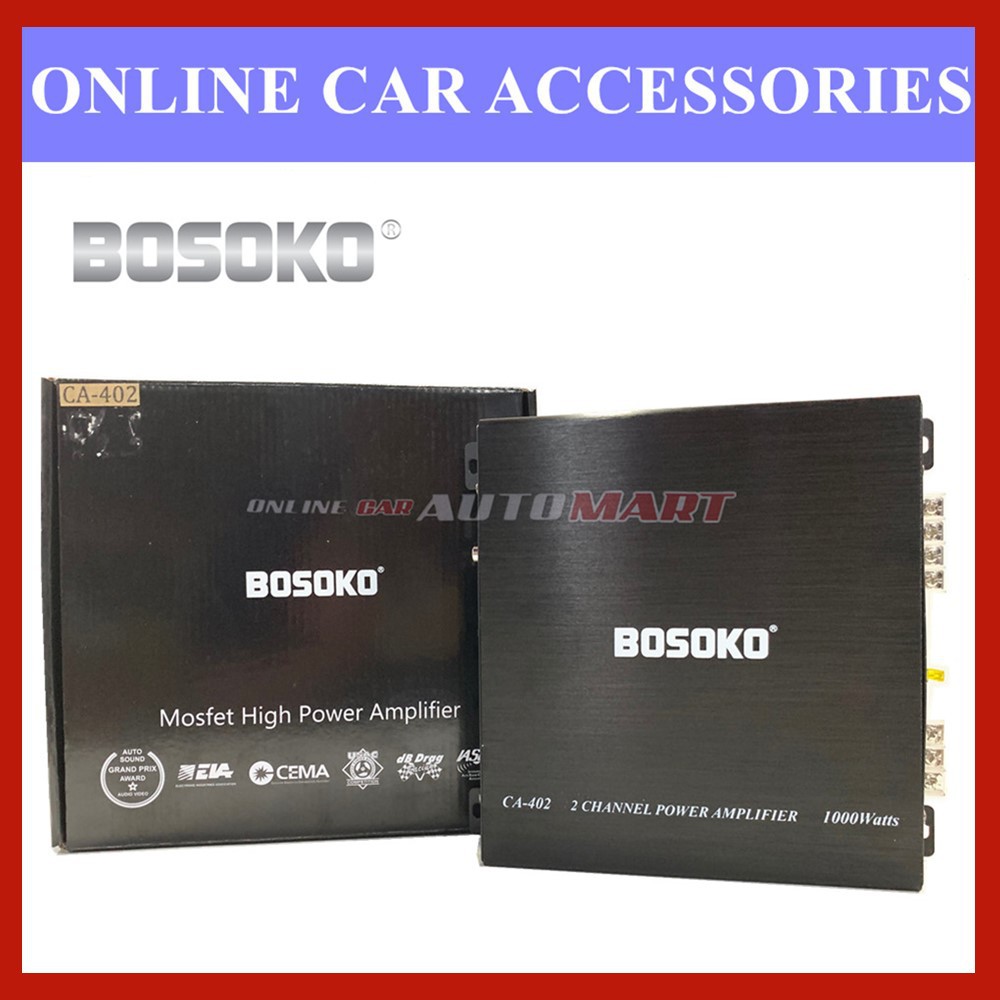 Bosoko 2 channel CA-402 Car Amplifier Mosfet High Performance Power Amplifier Car Audio System (1000 Watts)