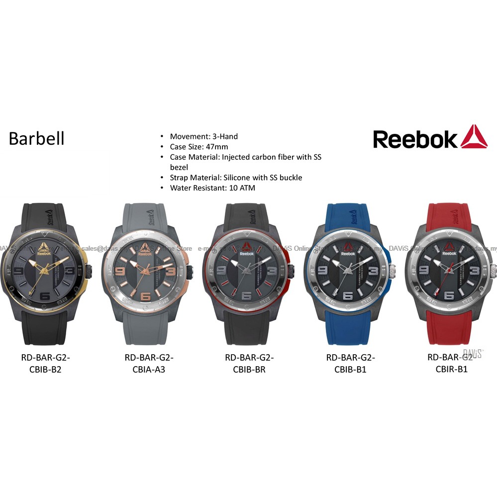 reebok men's leather strap watch