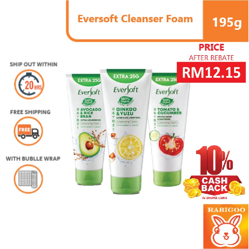 [CASHBACK 10] Eversoft Cleanser Foam 195g Shopee Malaysia