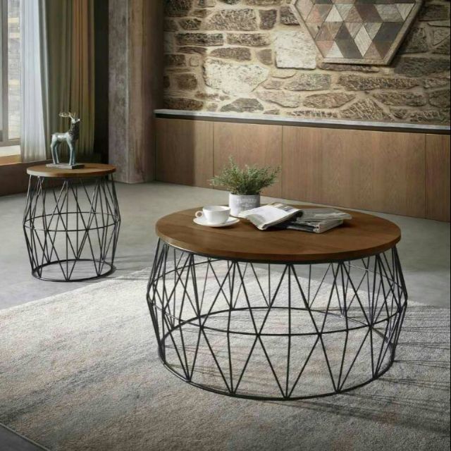 WOODEN TOP & METAL LEG COFFEE TABLE Shopee Malaysia