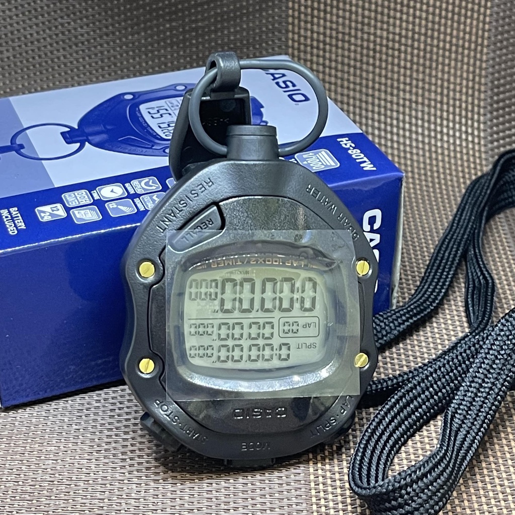 Casio Stopwatch Alarm Black HS80TW1D Shopee Malaysia