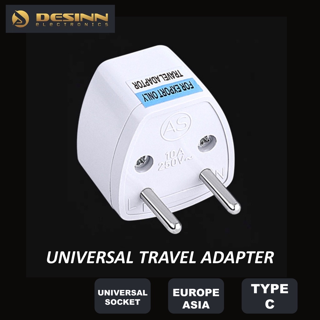 Universal Socket Travel Plug Type C 2 PIN Adapter Input Wall Socket