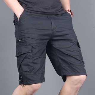 Summer Casual Five-Point Pants Men S Overalls Pants Large Size Loose Straight Shorts Multi-Pocket Sports Beach Breeches